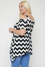 Load image into Gallery viewer, Chevron Print Open Shoulder Top