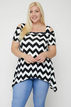 Load image into Gallery viewer, Chevron Print Open Shoulder Top