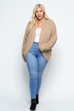 Load image into Gallery viewer, Plus Size Chunky Knit Cable Round Bottom Cardigan-Cocoa