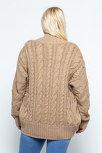 Load image into Gallery viewer, Plus Size Chunky Knit Cable Round Bottom Cardigan-Cocoa