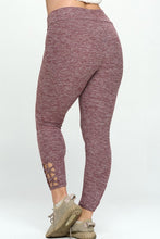 Load image into Gallery viewer, Plus Size Purple Stretchy Lattice Cutout Workout Yoga Leggings