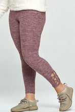 Load image into Gallery viewer, Plus Size Purple Stretchy Lattice Cutout Workout Yoga Leggings
