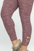 Load image into Gallery viewer, Plus Size Purple Stretchy Lattice Cutout Workout Yoga Leggings