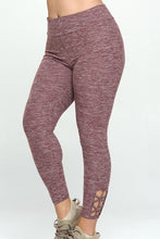 Load image into Gallery viewer, Plus Size Purple Stretchy Lattice Cutout Workout Yoga Leggings