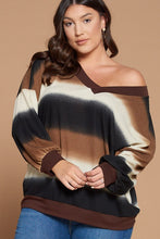 Load image into Gallery viewer, Warm Cocoa Brown French Terry Wide Neck Top