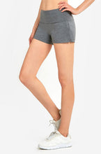Load image into Gallery viewer, Mopas Womens High Waist Fold Over Gray Yoga Activewear Shorts