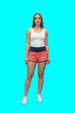 Load image into Gallery viewer, Mopas Womens High Waist Fold Over Gray Coral Yoga Activewear Shorts